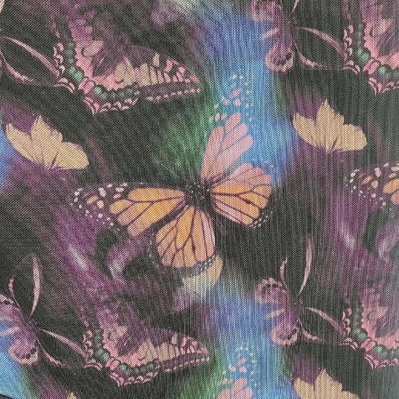 🦋 Vintage Y2K 90s Butterfly Strapless Sheer Fairy Goth Asymmetrical Midi Dress - Picture 6 of 14